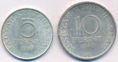 1948. 5Ft Ag "Petőfi" + 10Ft Ag "Széchenyi" T:1-
Adamo EM1, EM2