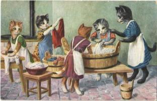 1929 Cats washing clothes. O.G.Z.L. 324/1625.