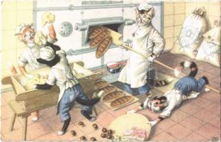 Cats baking bread. Colorprint B Special 2258/6.