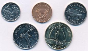 Bermuda 2000-2009. 1c-1$ (5xklf) T:1,1- Bermuda 2000-2009. 1 Cent - 1 Dollar (5xdiff) C:UNC,AU