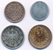 Német Birodalom 1875G 20pf Ag + 1876A 2pf Cu + 1907F 1/2M Ag + 1912A 1pf Cu T:3
German Empire 1875G...