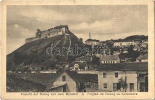 1914 Doboj, Ansicht auf Doboj von dem Bahnhof / Pogled na Doboj sa Kolodvora / view from the railway station, fortress, castle (EK)