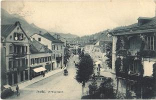 1914 Bad Ischl, Kreuzplatz, Apotheke / square, pharmacy, shops (crease)