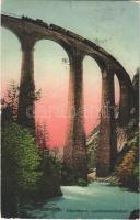1913 Albulabahn, Landwasserviadukt / Albula Railway, Landwasser Viaduct, railway bridge between Schmitten und Filisur, locomotive, train