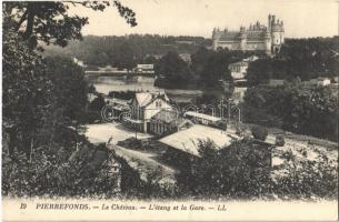 Pierrefonds, Le Chateau, Letang et la Gare / castle, railway station, pond