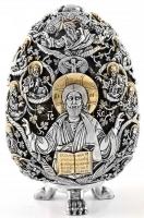 Nagy méretű masszív, ezüst tojás. Szentek és a Szűzanya figurális díszítésével 72 mikron ezüst réteg...