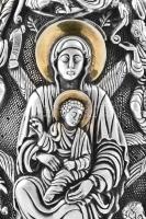 Nagy méretű masszív, ezüst tojás. Szentek és a Szűzanya figurális díszítésével 72 mikron ezüst réteg...