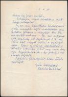 1969 Radnóti Miklósné Gyarmati Fanni (1912-2014) saját kézzel írt levele, borítékkal