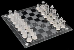Üveg sakk készlet. Tábla méret: 24x24 cm