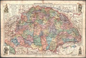 cca 1930 Magyarország politikai térképe Kissé megviselt 28x42 cm