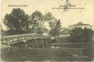 1924 Balassagyarmat, Fegyház, börtön, kis híd, Ipoly demarkációs vonal részlet. Kondor Sándor kiadása (EK)