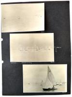 1959 Balatonföldvár vitorlásverseny, 5 db fotó kartonra ragasztva, 9x13,5 cm