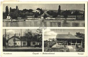 1938 Csopak, Strandfürdő, Vendéglő, étterem, Csopak-Balatonkövesd vasútállomás, megállóhely (EK)