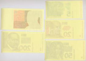 Horvátország 1993. 5K előlapi színpróba + 20K előlapi színpróba + 50K előlapi színpróba + 200K előla...