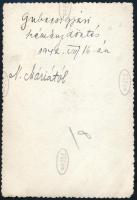 1942 Budapest, Gubacsi úti gyári kéménydöntés, hátoldalon feliratozott fotó, felületén törésnyom, 9×...