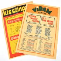 1956-1962 Vidám Színpad és Kis Színpad színház műsoros plakát, hajtott, egyiken hajtásnál kis szakadás, 42x29 cm