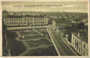 Jászberény, Városi részlet a parkkal és reálgimnáziummal. Novotha Andor kiadása