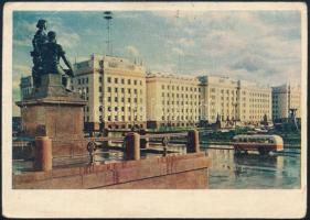 1956 Moszkvából feladott képeslap magyar színészek aláírásával (pl. Honthy Hanna, Rátonyi Róbert, Fe...