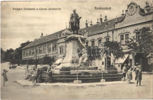 1919 Szekszárd, Polgári fiúiskola, Garay szobor, Szegzárd szálló. Kaszás Sándor kiadása (r)