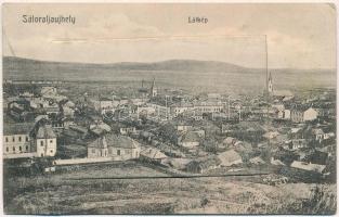 1915 Sátoraljaújhely, látkép. leporellolap belül Széchenyi téri piac, Hősök emlékoszlopa, vasútállomás  és Erzsébet közkórház. Radil és Trócsányi kiadása (EK)