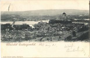 1903 Esztergom, látkép, híd, Bazilika. Stromf Ignác kiadása