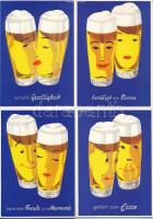 8 db RÉGI használatlan német sör reklám képeslap / 8 pre-1945 unused German beer advertisement postcards: Bierwerbe GMBH. Bad Godesberg