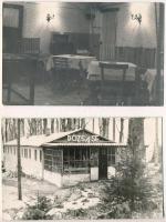 1952 Kékestető (Gyöngyös); Dózsa SE sí-háza 1014 méter magasan, külső és belső nézet - 2 db fotó képeslap / 2 photo postcards