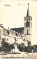 1912 Keszthely, Római katolikus templom, Festetics György szobra. Mérei Ignác kiadása