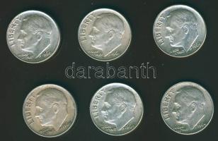 USA 1964. 10c Ag "Roosevelt" (6x) T:2/3,3