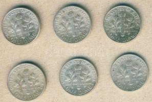 USA 1964. 10c Ag "Roosevelt" (6x) T:2/3,3