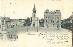 1900 Temesvár, Timisoara; Gyárváros, Kossuth tér, templom, emlékmű / Fabrica, church, square, monument