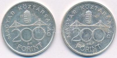 1992. 200Ft Ag "MNB" (2x) T:1- Adamo F13