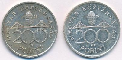 1992. 200Ft Ag "MNB" (2x) T:1- patina kis ph. Adamo F13