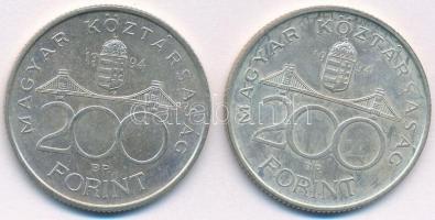 1994. 200Ft Ag "Deák" (2x) T:1- kis patina Adamo F13.1