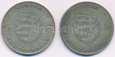 1947. 5Ft Ag "Kossuth" (2x) T:2- patina Adamo F8.1