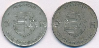 1947. 5Ft Ag "Kossuth" (2x) T:2- patina ph. Adamo F8.1