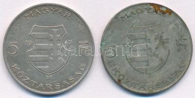 1947. 5Ft Ag "Kossuth" (2x) T:2, 3 patina kis ph. Adamo F8.1