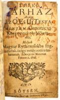 Örvendi Molnár Ferenc: Lelki tár-ház, avagy az O es Uj Testamentum canonicus könyveinek rövid summái. Mellyek magyar rythmusokba foglaltattak, és egy-módu nótára szabattattak, -- által. Lötsen 1692. Brever Samuel. 213 + 4 p. Körbevágva, modern egészvászon kötésben az eredeti borító másolatának felhasználásával. Árverésen még nem szerepelt! RMK I. 1431a