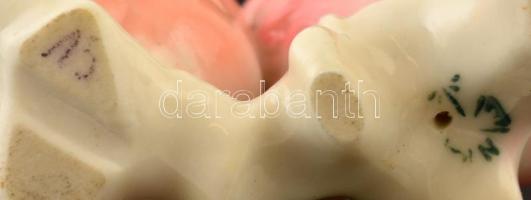 Ens porcelán madárka figura. Jelzett, kézzel festett, apró lepattanással 7 cm