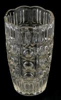 Formába öntött üveg váza, kis kopásnyomokkal, m: 22 cm
