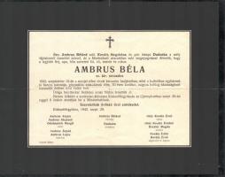 1938-1950 3 db katonai gyászjelentés, köztük egy világháborús, 19x27,5 cm