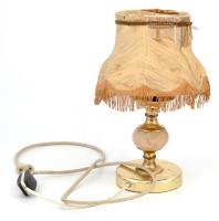 Alabástrom/fém asztali lámpa, sérült ernyővel, m: 32 cm