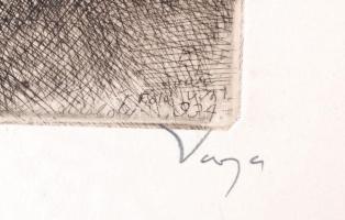 Varga Nándor Lajos (1895-1978): Távoli zivatar Rézkarc, papír, jelzett.19x27,5 cm