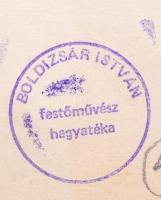 Boldizsár István (1897-1984): Tanya. Rézkarc, papír,  (hátoldalán hagyatéki pecsét) 12,5x30 cm