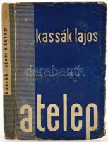 Kassák Lajos: A telep. Új Magyar Regény. Bp.,(1933),Pantheon. Első kiadás. Kiadói papírkötés, kopott, kissé sérült borítóval, kissé foltos lapszélekkel.