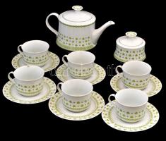 Alföldi porcelán teás készlet, matricás, jelzett, kis kopásnyomokkal