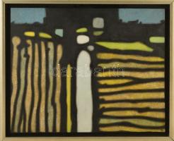 Erdős János (?-): Felezve. Akril, falemez, fa keretben, jelzett, 40×49 cm