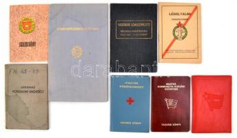 1925-1989 Vegyes okmány tétel, összesen 8 db, közte légoltalmi igazolvány, Vöröskereszt tagsági könyv, KISZ tagsági könyv