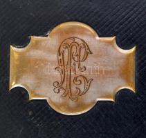 Régi bőr kötésű fotóalbum, fém veretekkel, különböző méretű keményhátú fotókhoz, sérült gerinc, kopo...