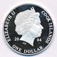 Cook-szigetek 2004. 1$ Ag "Ázsia történelme - Mahatma Gandhi" kapszulában, tanúsítvánnyal ...